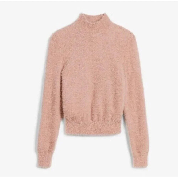 Express x Negin Mirsalehi Mock Neck Fuzzy Sweater Cozy Soft Lounge Size Large - Picture 1 of 7